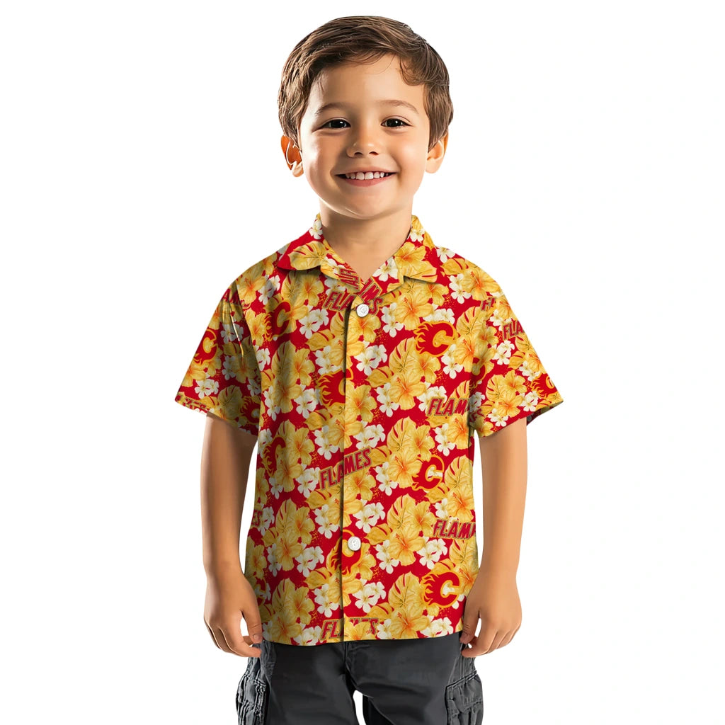 Calgary Flames Hawaiian Shirt - Hibiscus Tropics | Hula Hawaiian Shirts