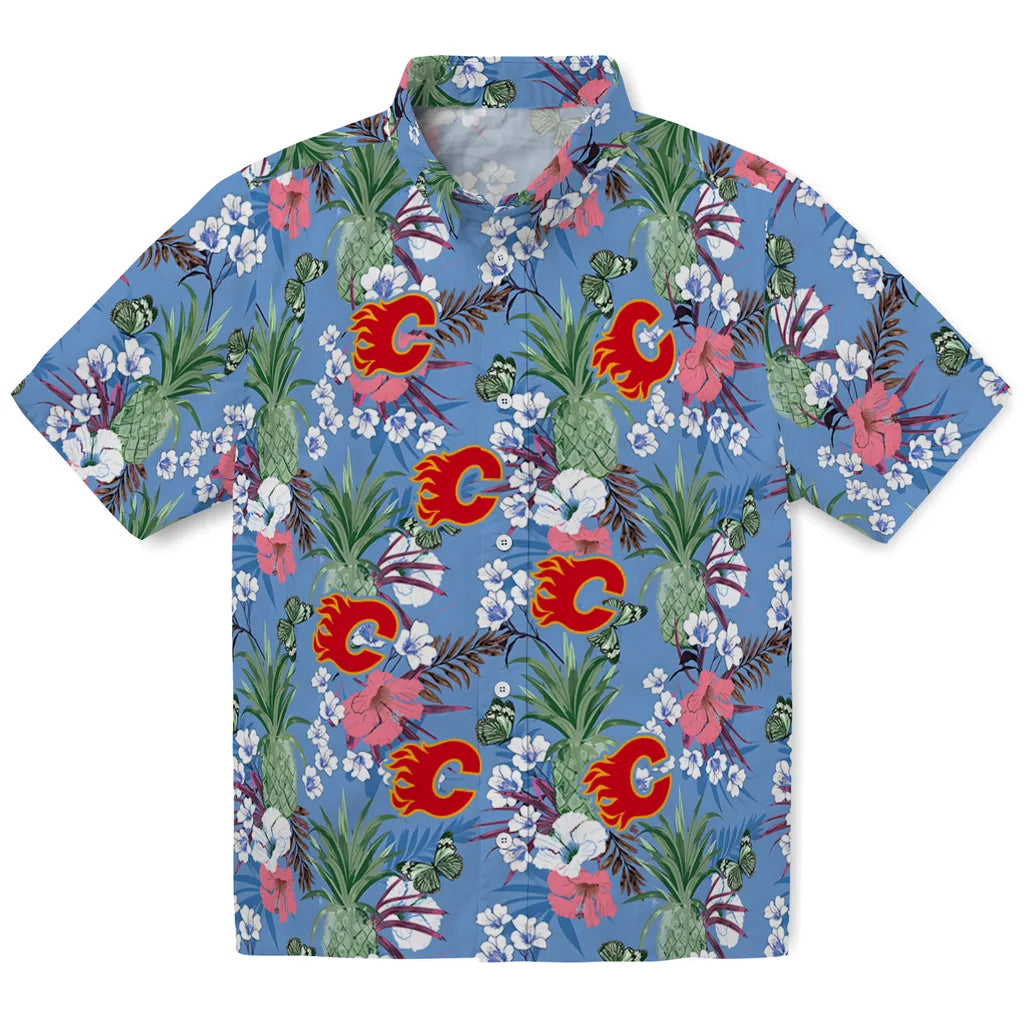 Calgary Flames Hawaiian Shirt - Pineapple Bouquet | Hula Hawaiian Shirts