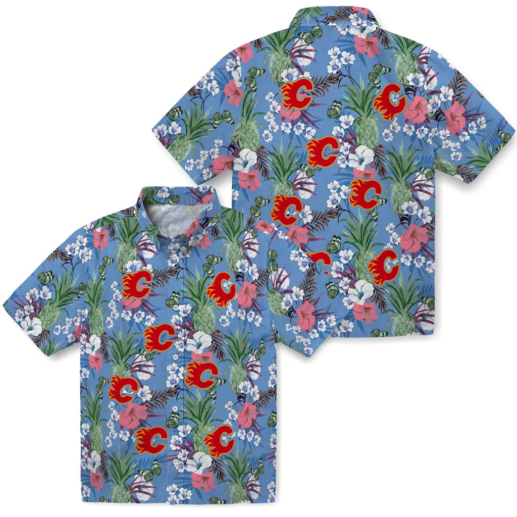 Calgary Flames Hawaiian Shirt - Pineapple Bouquet | Hula Hawaiian Shirts