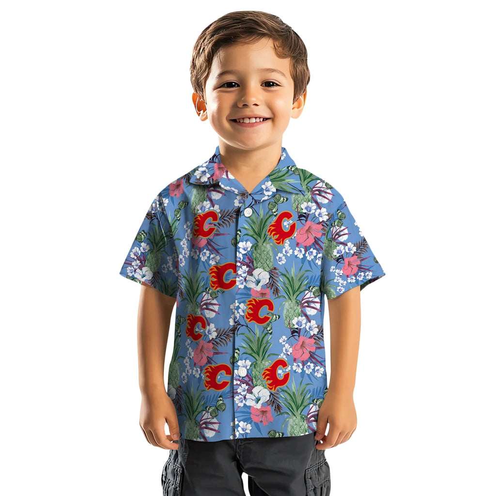 Calgary Flames Hawaiian Shirt - Pineapple Bouquet | Hula Hawaiian Shirts