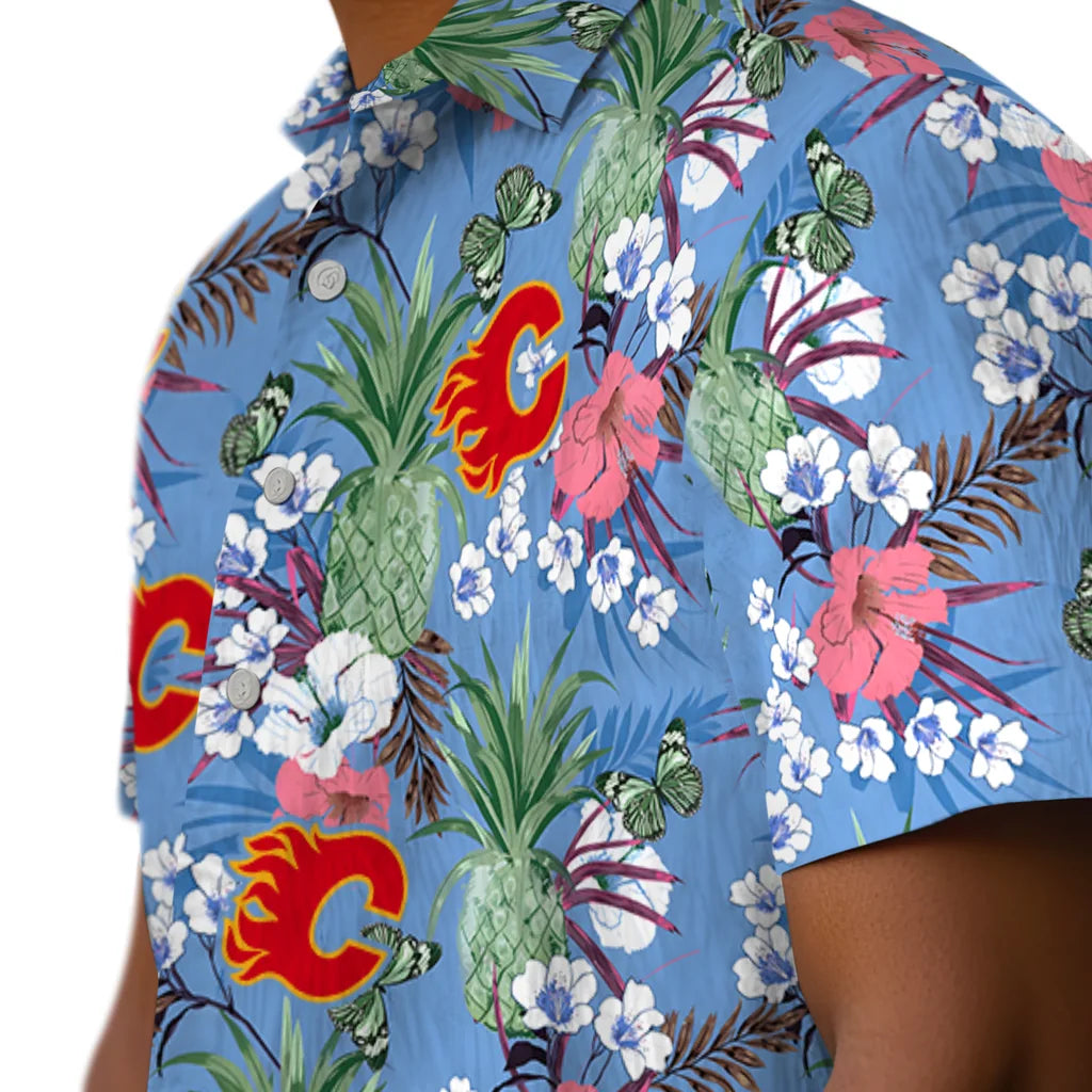Calgary Flames Hawaiian Shirt - Pineapple Bouquet | Hula Hawaiian Shirts