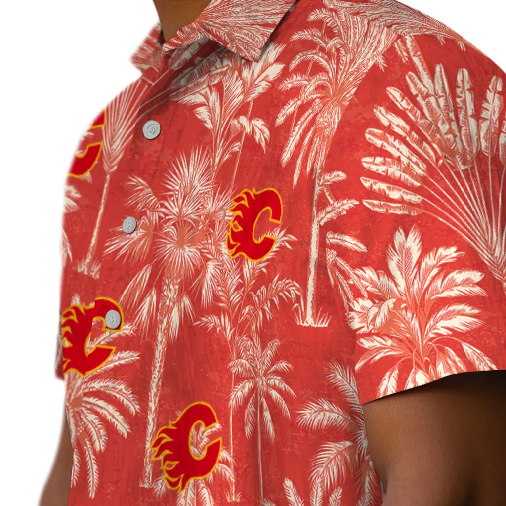 Calgary Flames Hawaiian Shirt - Vintage Palm Tree | Hula Hawaiian Shirts