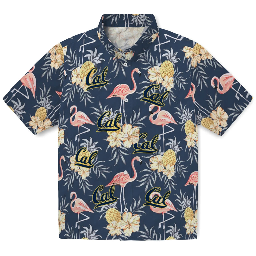 California Golden Bears Hawaiian Shirt - Flamingo Hibiscus | Hula Hawaiian Shirts