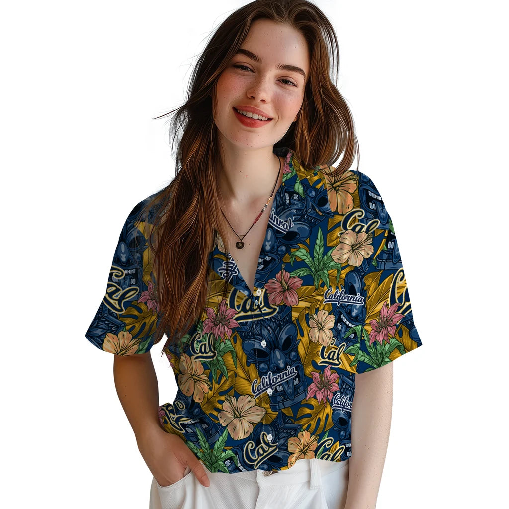 California Golden Bears Hawaiian Shirt - Hibiscus Tiki Jungle | Hula Hawaiian Shirts