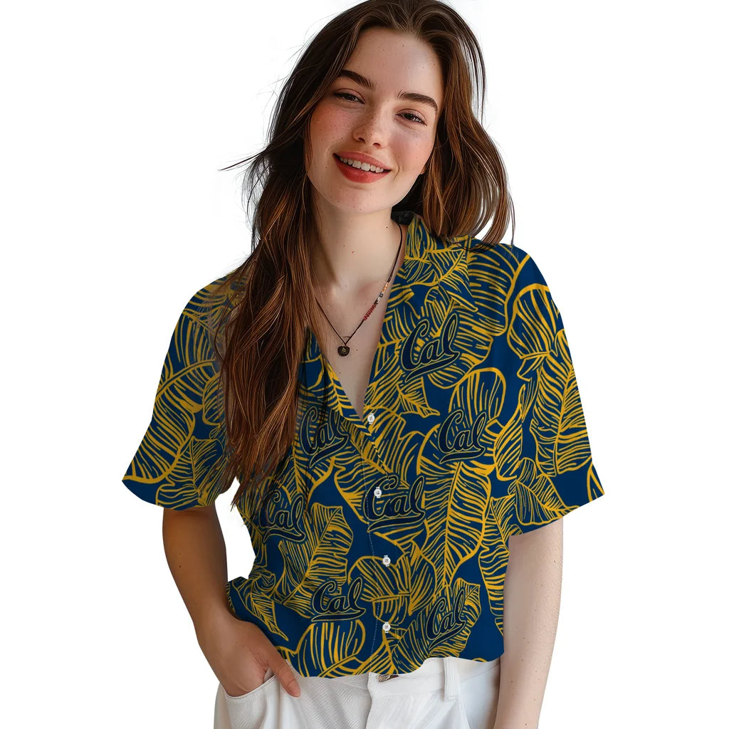 California Golden Bears Hawaiian Shirt - Leaf Outline | Hula Hawaiian Shirts