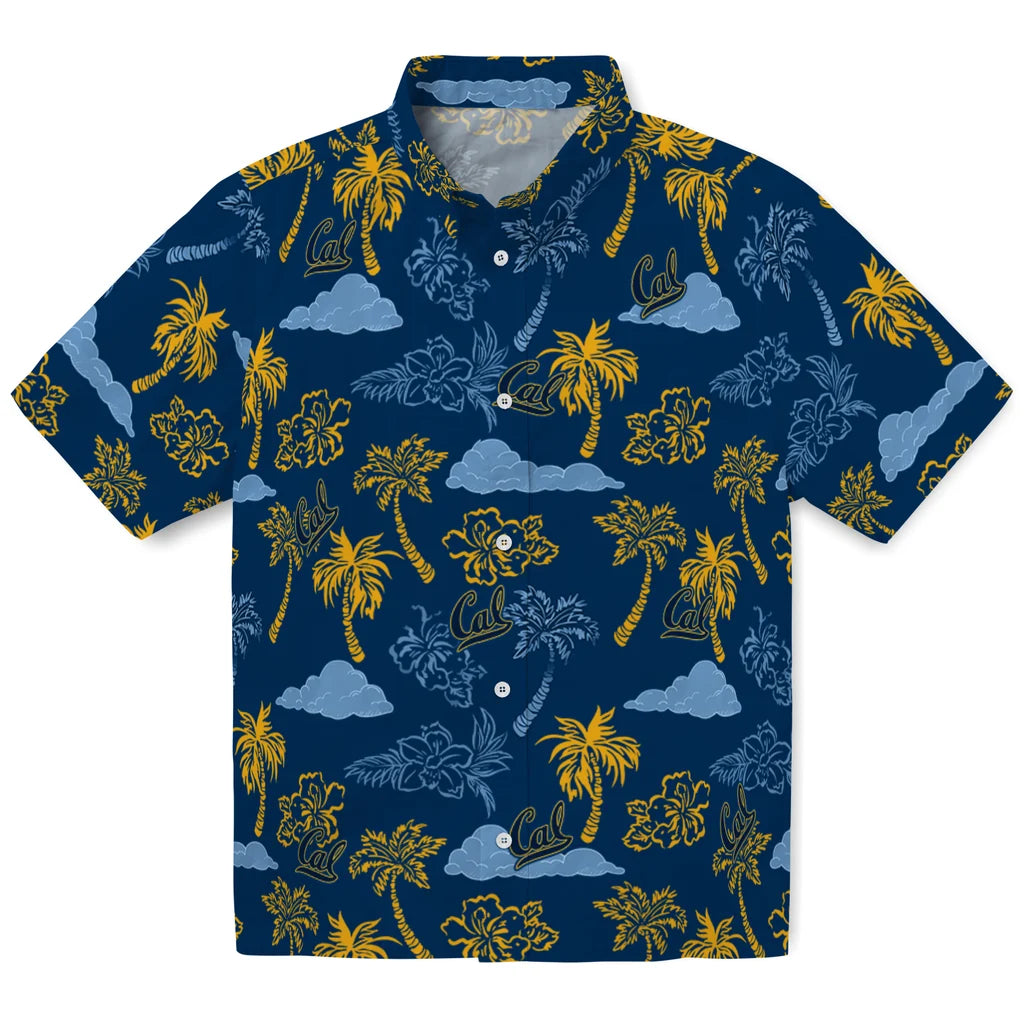 California Golden Bears Hawaiian Shirt - Palm And Clouds | Hula Hawaiian Shirts