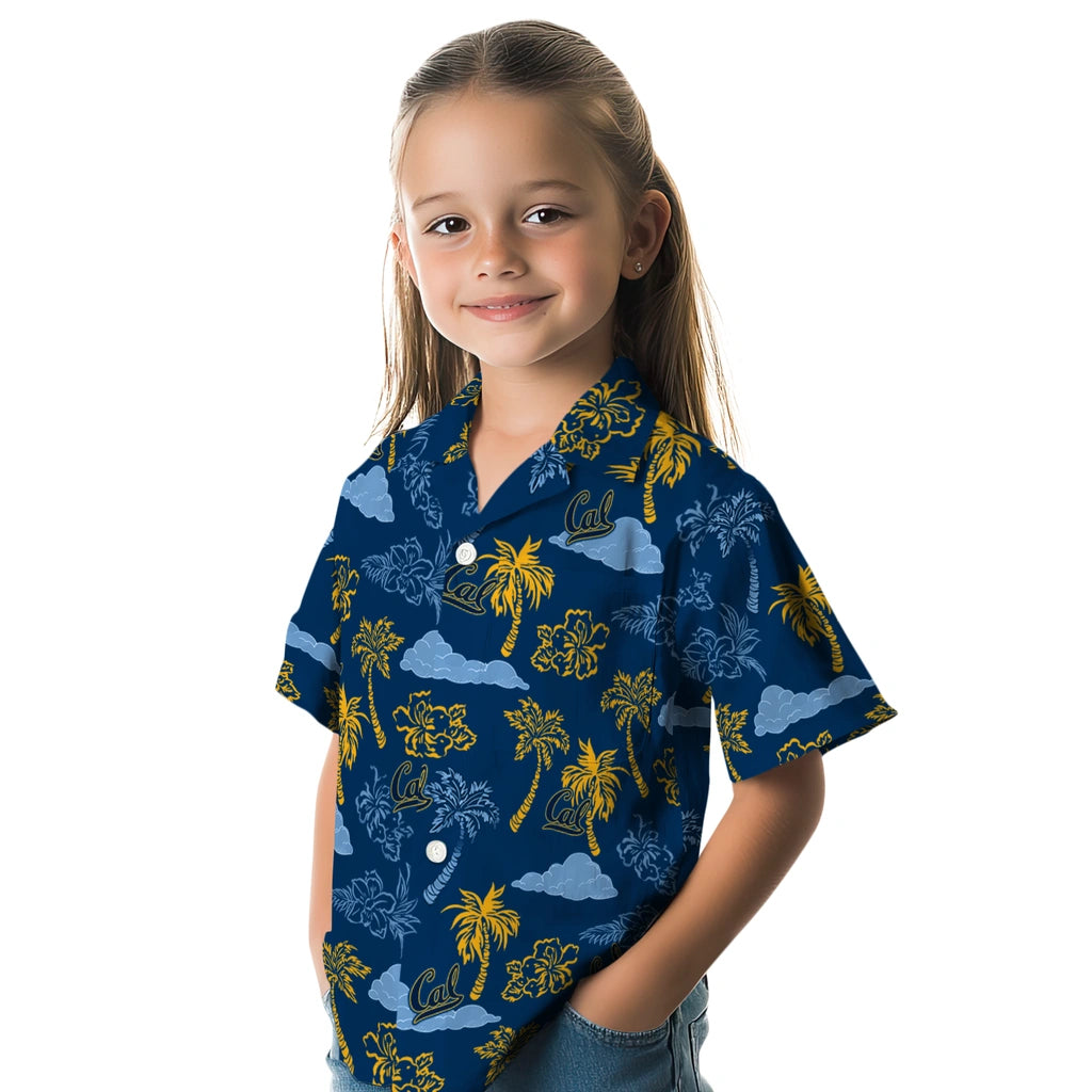 California Golden Bears Hawaiian Shirt - Palm And Clouds | Hula Hawaiian Shirts