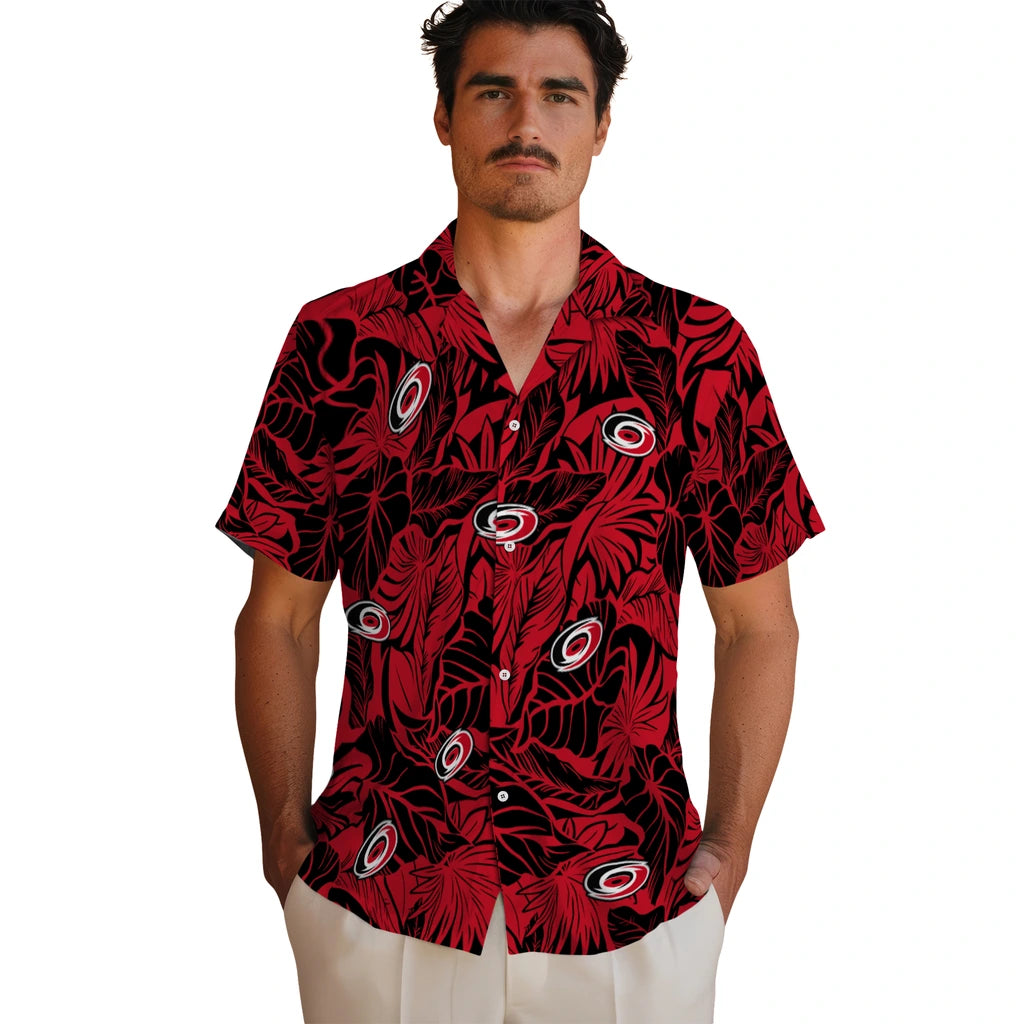 Carolina Hurricanes Hawaiian Shirt - Monstera Layer | Hula Hawaiian Shirts