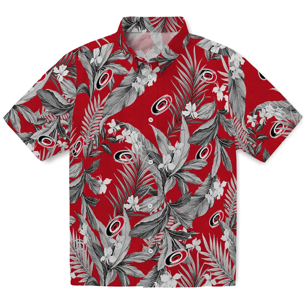 Carolina Hurricanes Hawaiian Shirt - Palm Leaves | Hula Hawaiian Shirts