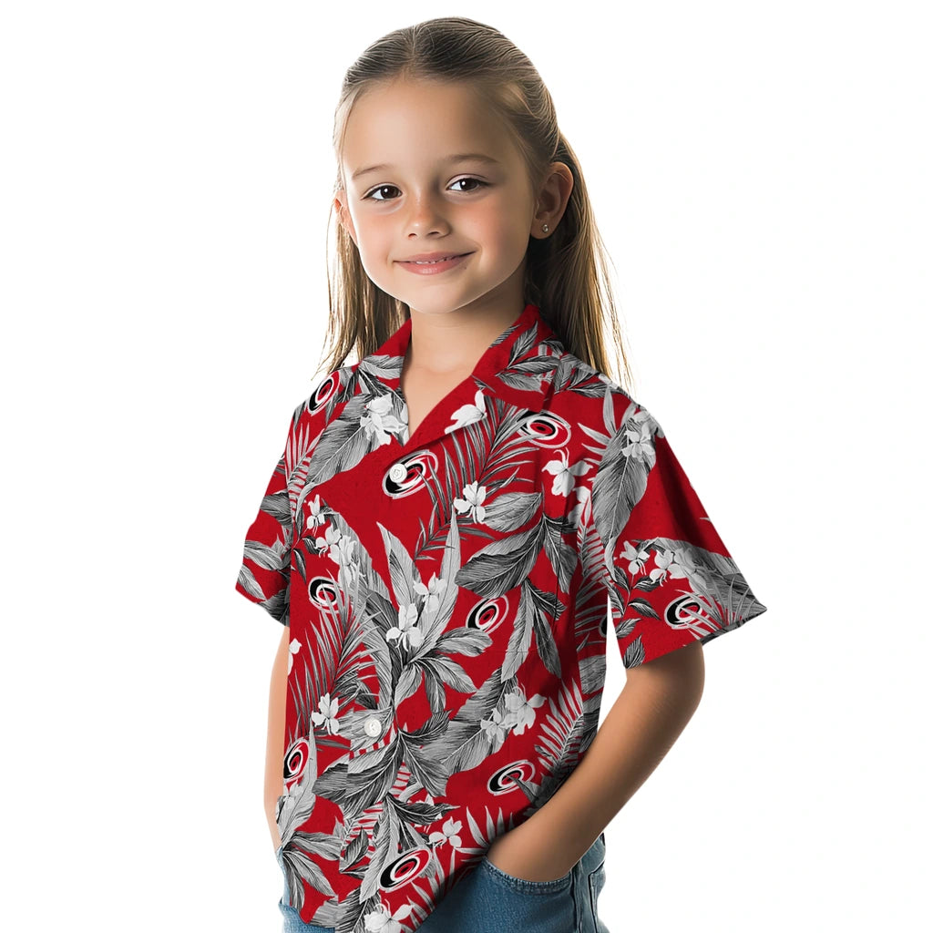 Carolina Hurricanes Hawaiian Shirt - Palm Leaves | Hula Hawaiian Shirts