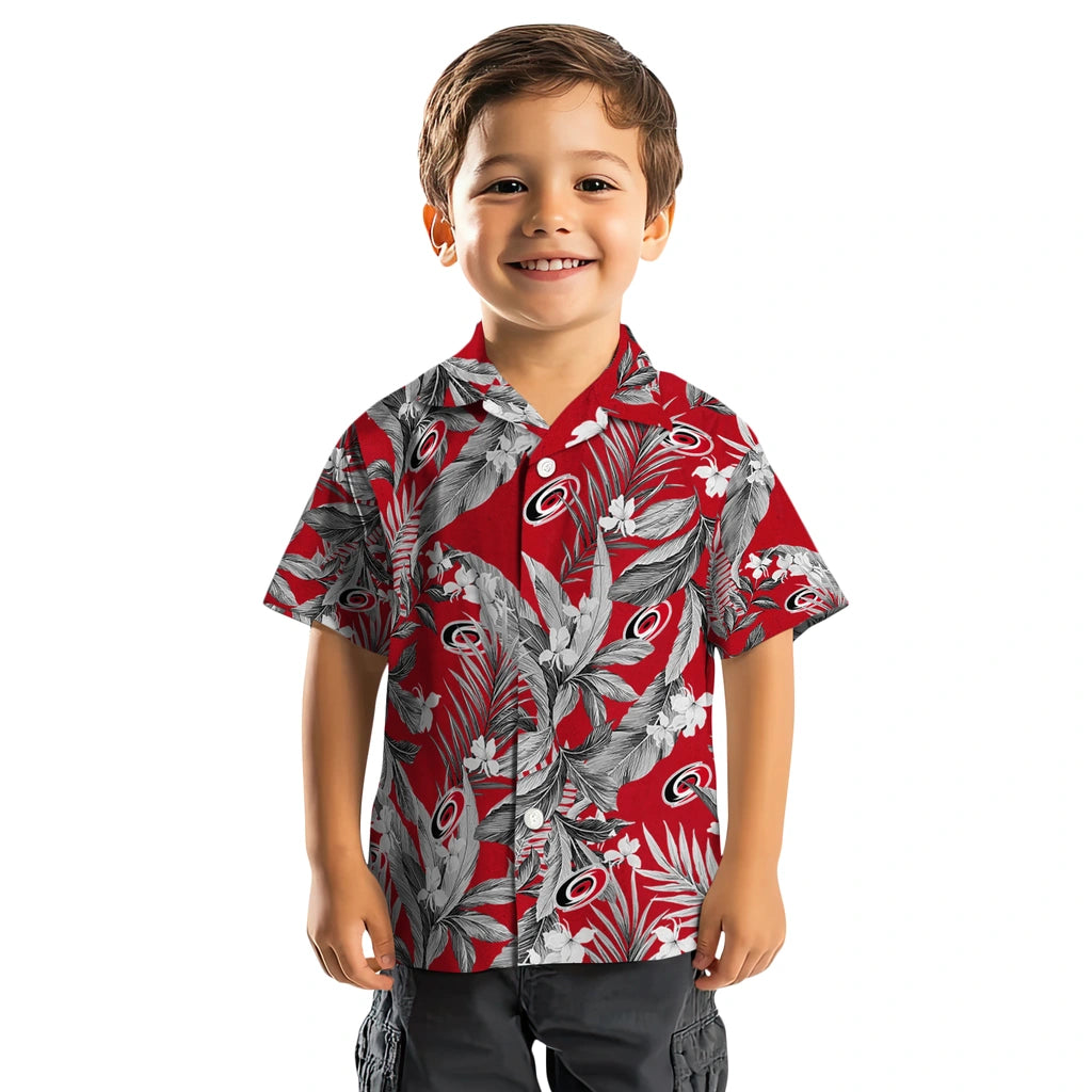 Carolina Hurricanes Hawaiian Shirt - Palm Leaves | Hula Hawaiian Shirts