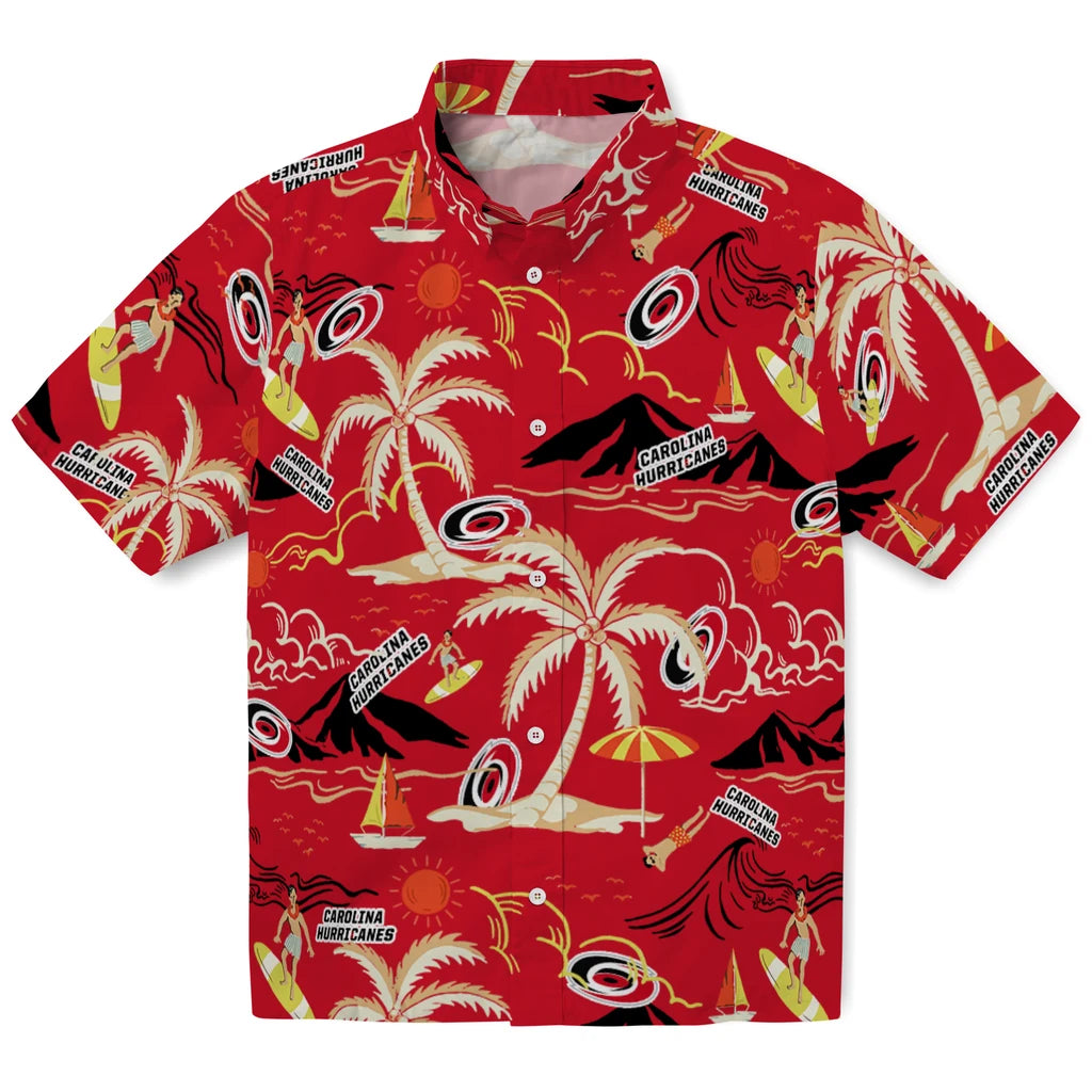 Carolina Hurricanes Hawaiian Shirt - Palm Tree Island | Hula Hawaiian Shirts
