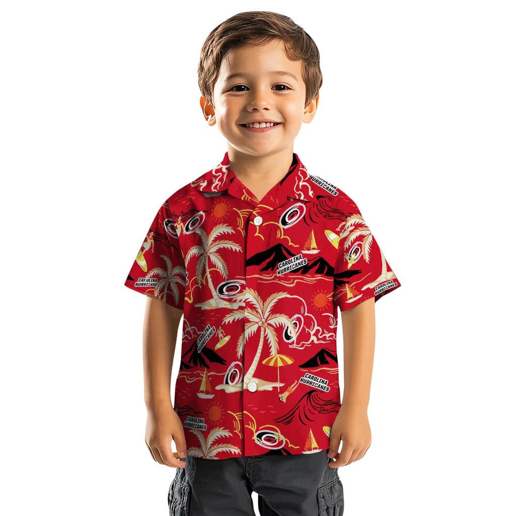 Carolina Hurricanes Hawaiian Shirt - Palm Tree Island | Hula Hawaiian Shirts
