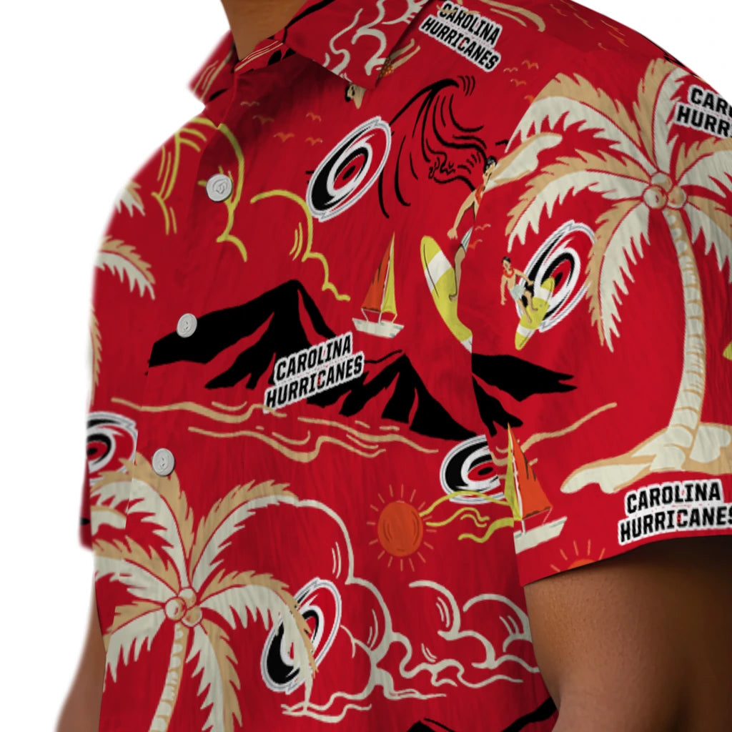 Carolina Hurricanes Hawaiian Shirt - Palm Tree Island | Hula Hawaiian Shirts