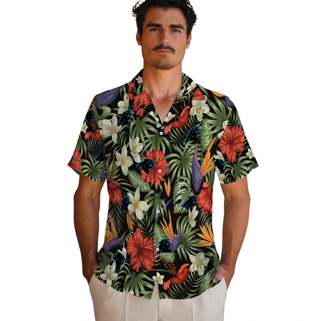 Carolina Panthers Hawaiian Shirt - Hawaii Floral Hibiscus | Hula Hawaiian Shirts