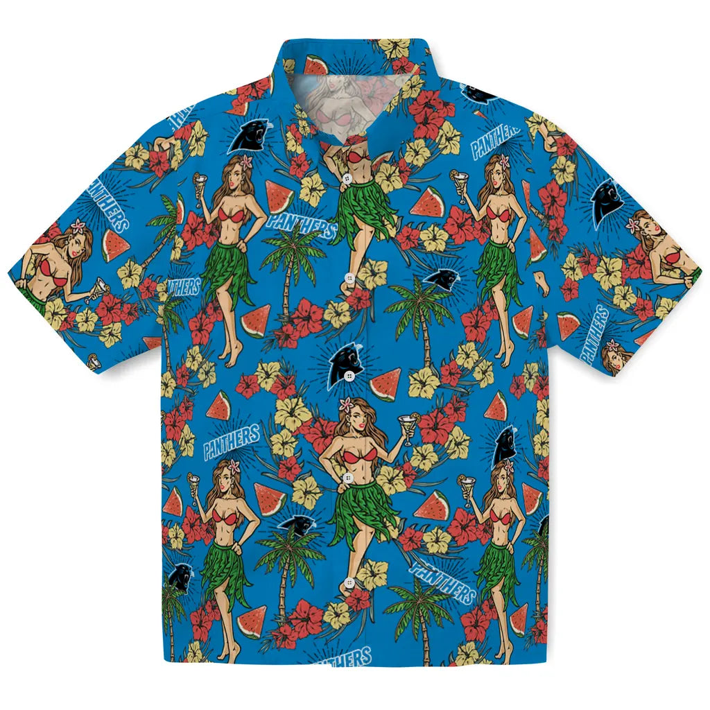 Carolina Panthers Hawaiian Shirt - Hawaiian Girls Design | Hula Hawaiian Shirts