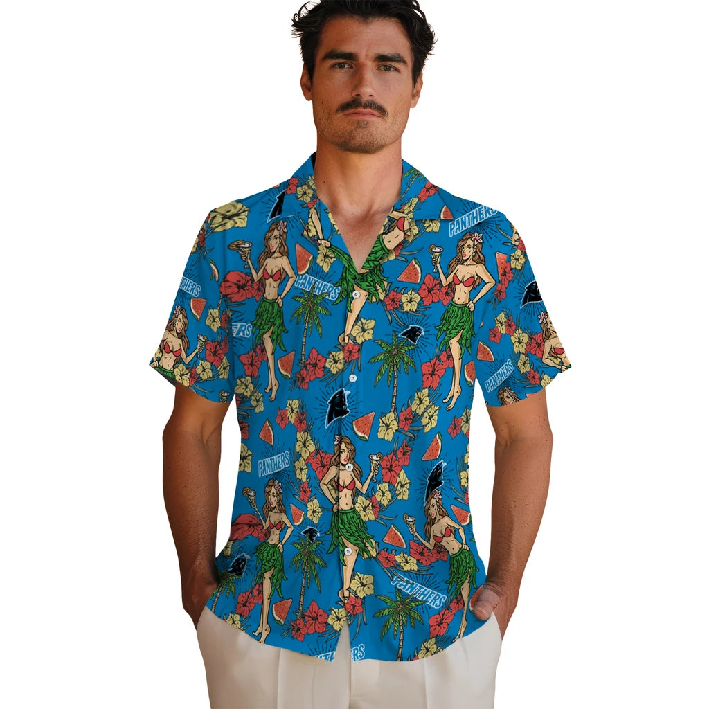 Carolina Panthers Hawaiian Shirt - Hawaiian Girls Design | Hula Hawaiian Shirts