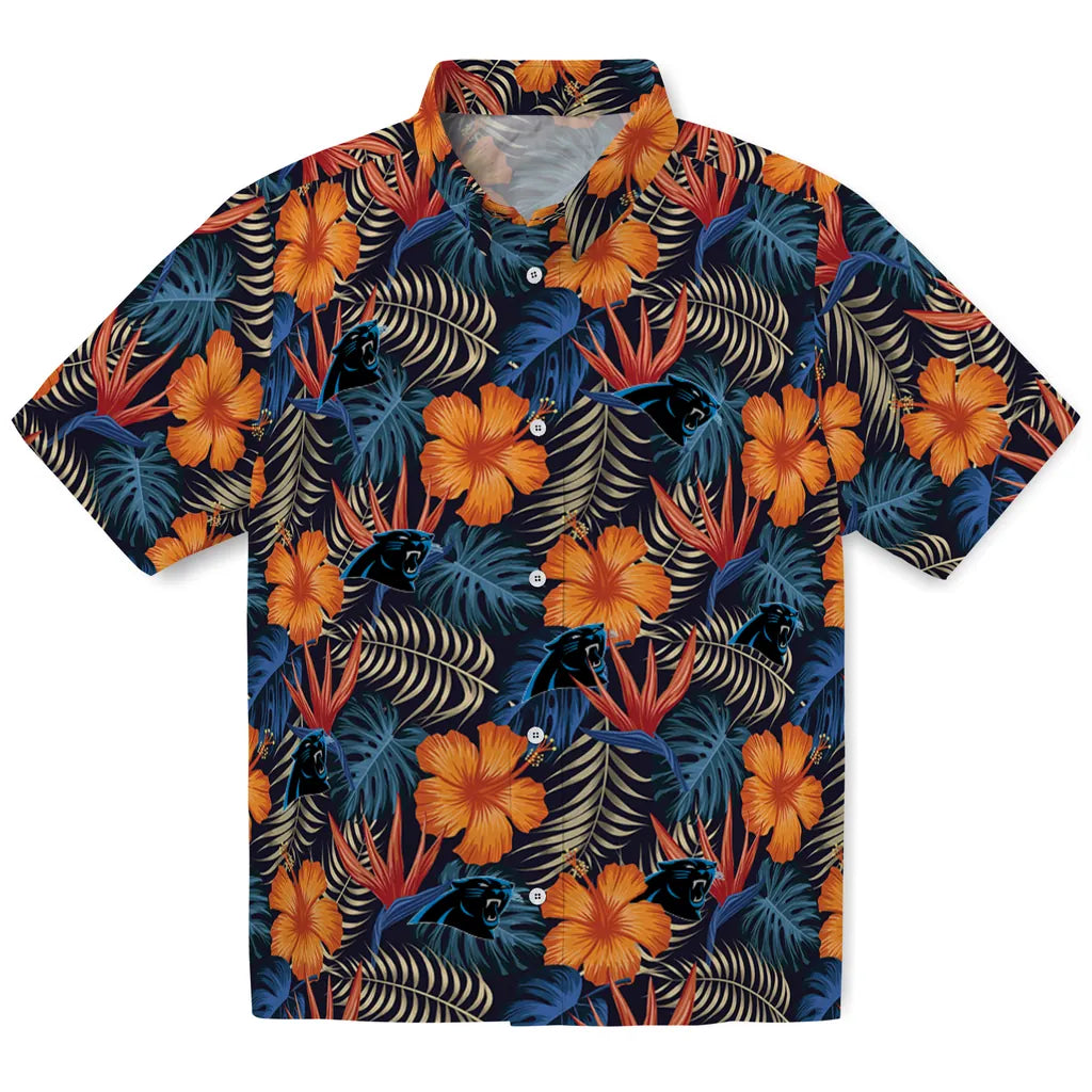 Carolina Panthers Hawaiian Shirt - Hibiscus Foliage | Hula Hawaiian Shirts