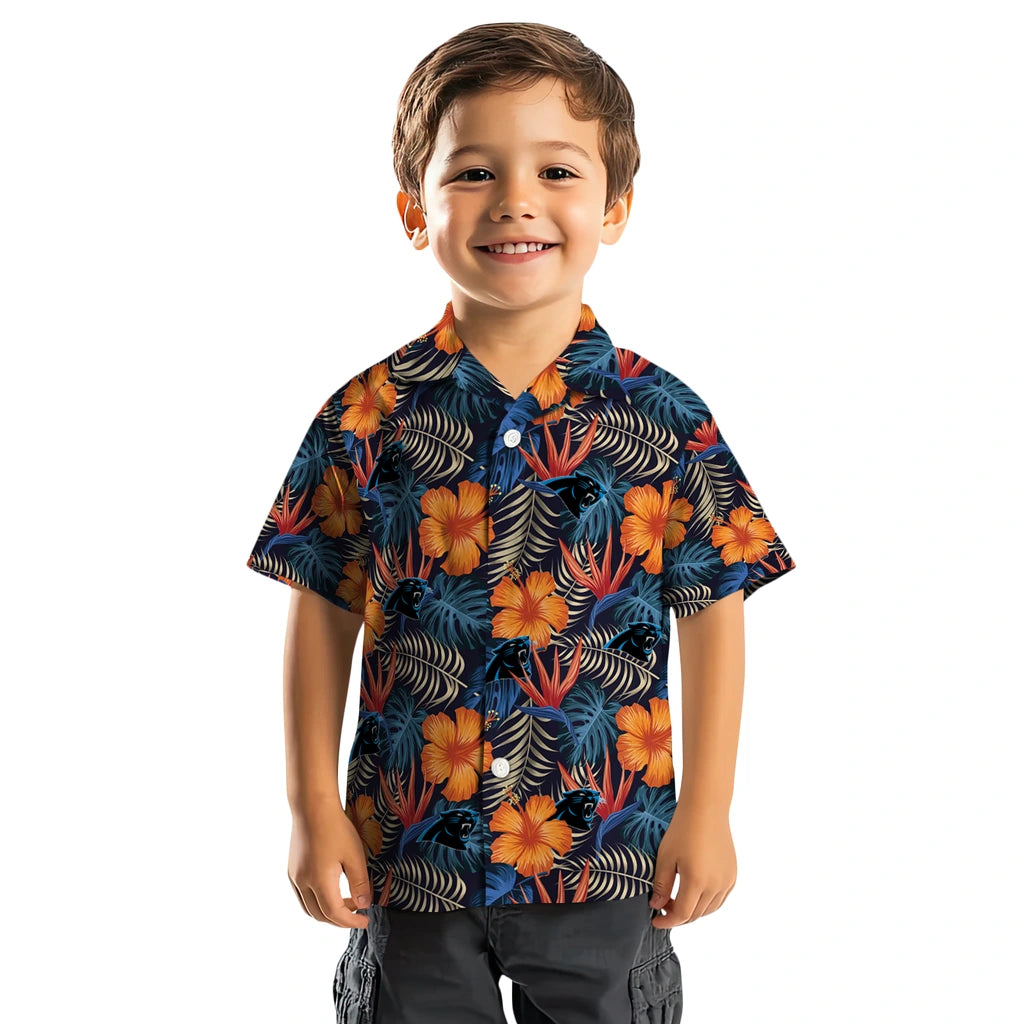 Carolina Panthers Hawaiian Shirt - Hibiscus Foliage | Hula Hawaiian Shirts