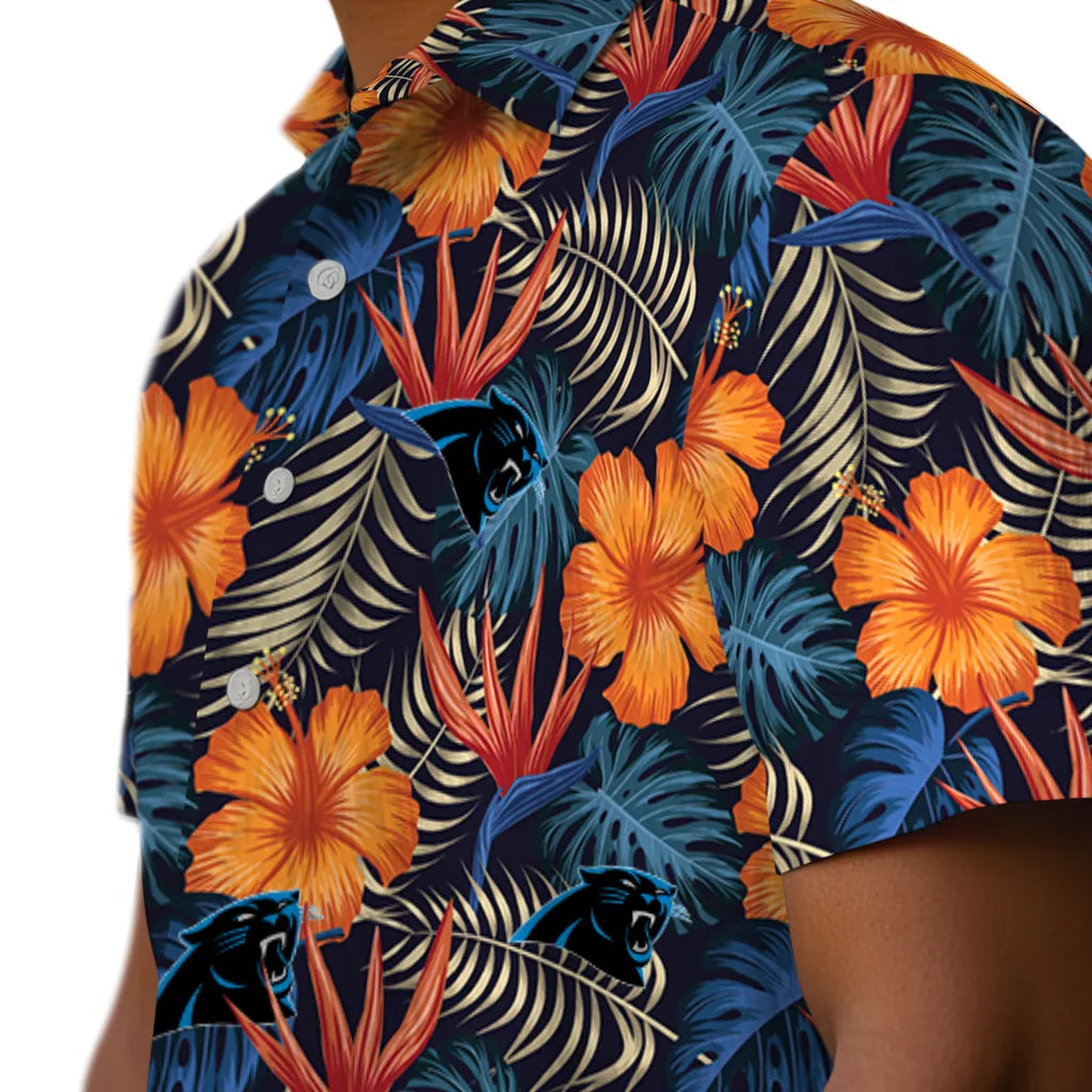 Carolina Panthers Hawaiian Shirt - Hibiscus Foliage | Hula Hawaiian Shirts