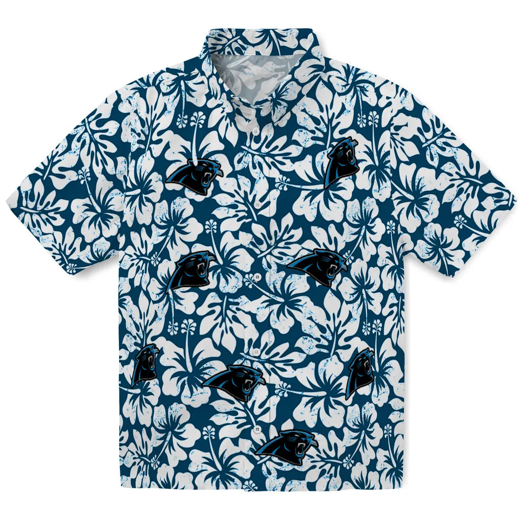 Carolina Panthers Hawaiian Shirt - Hibiscus Motif | Hula Hawaiian Shirts