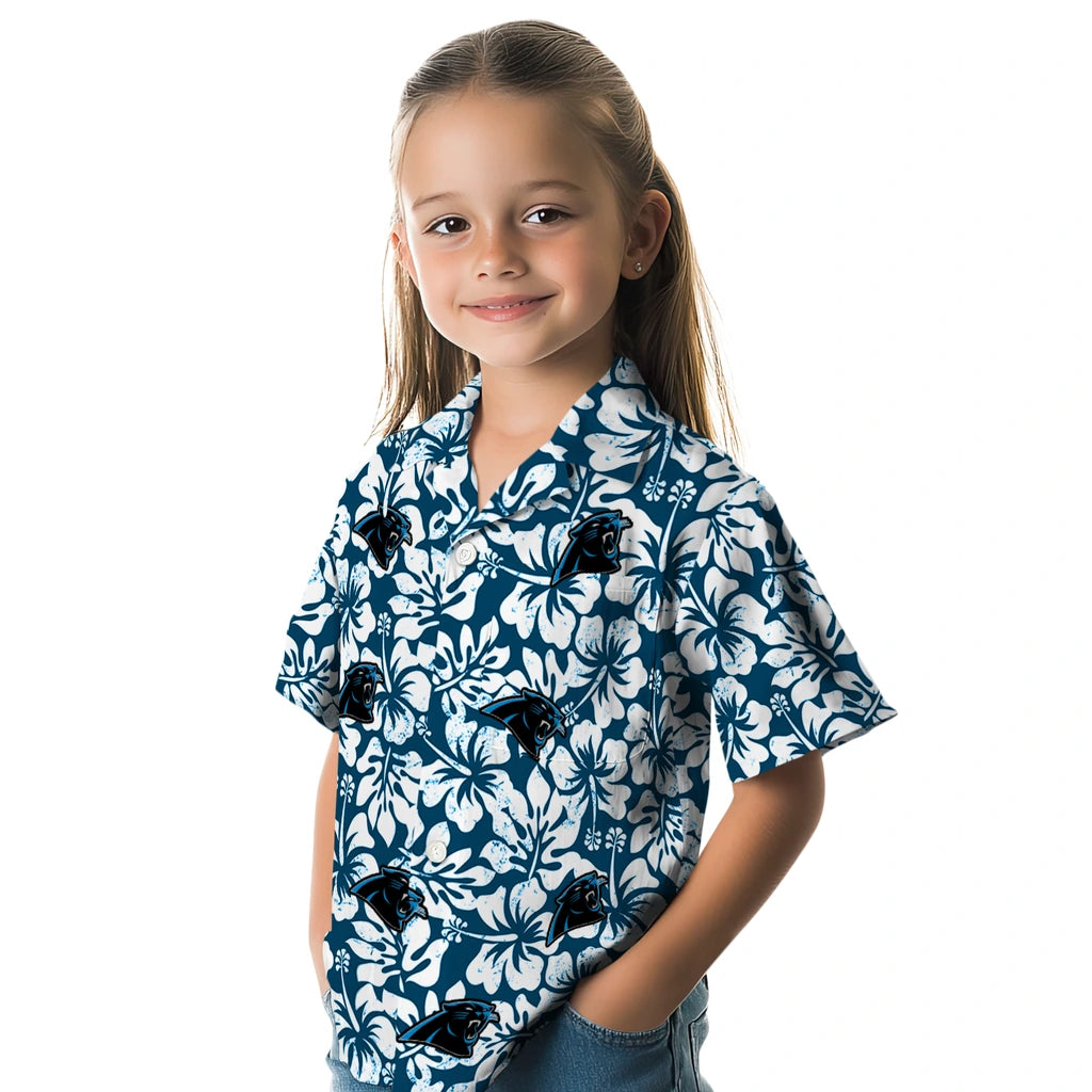 Carolina Panthers Hawaiian Shirt - Hibiscus Motif | Hula Hawaiian Shirts