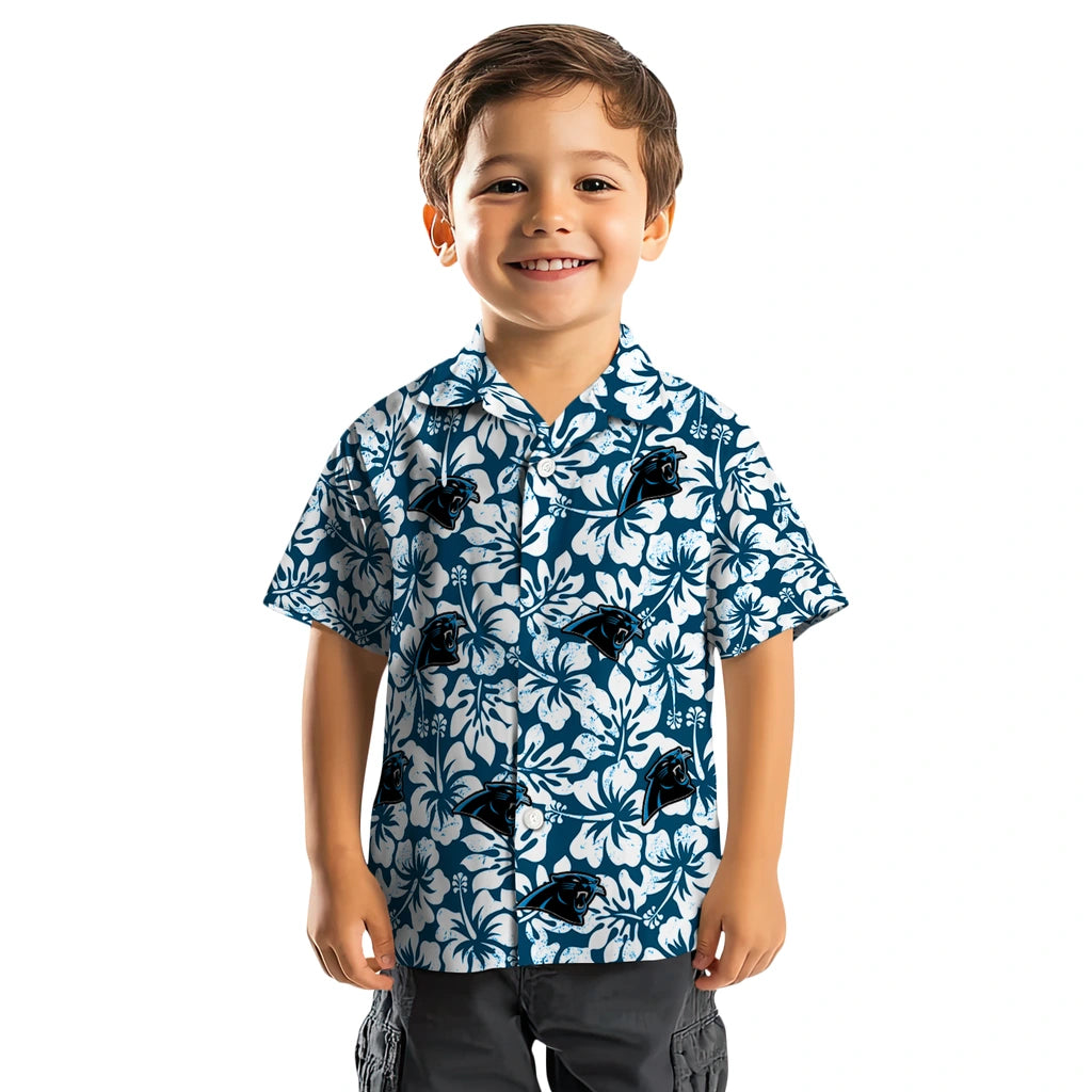 Carolina Panthers Hawaiian Shirt - Hibiscus Motif | Hula Hawaiian Shirts