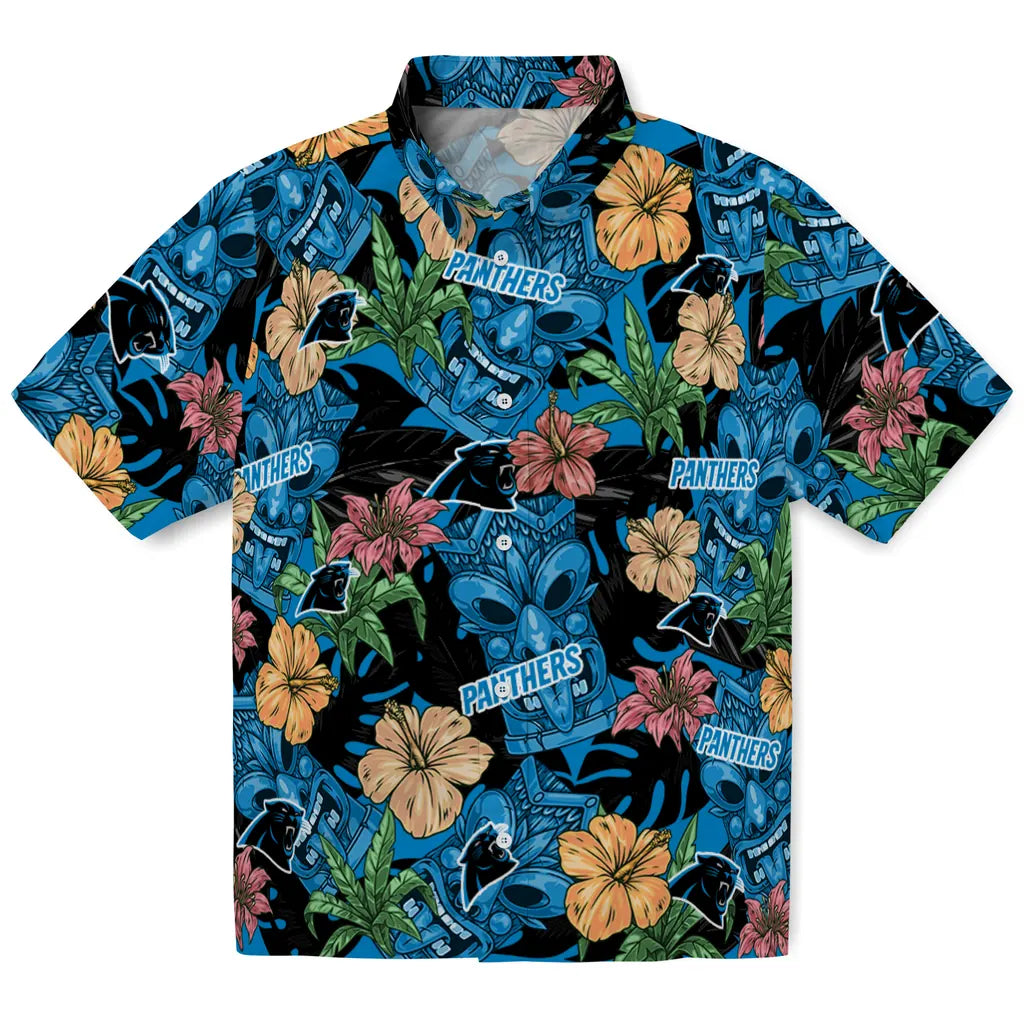 Carolina Panthers Hawaiian Shirt - Hibiscus Tiki Jungle | Hula Hawaiian Shirts