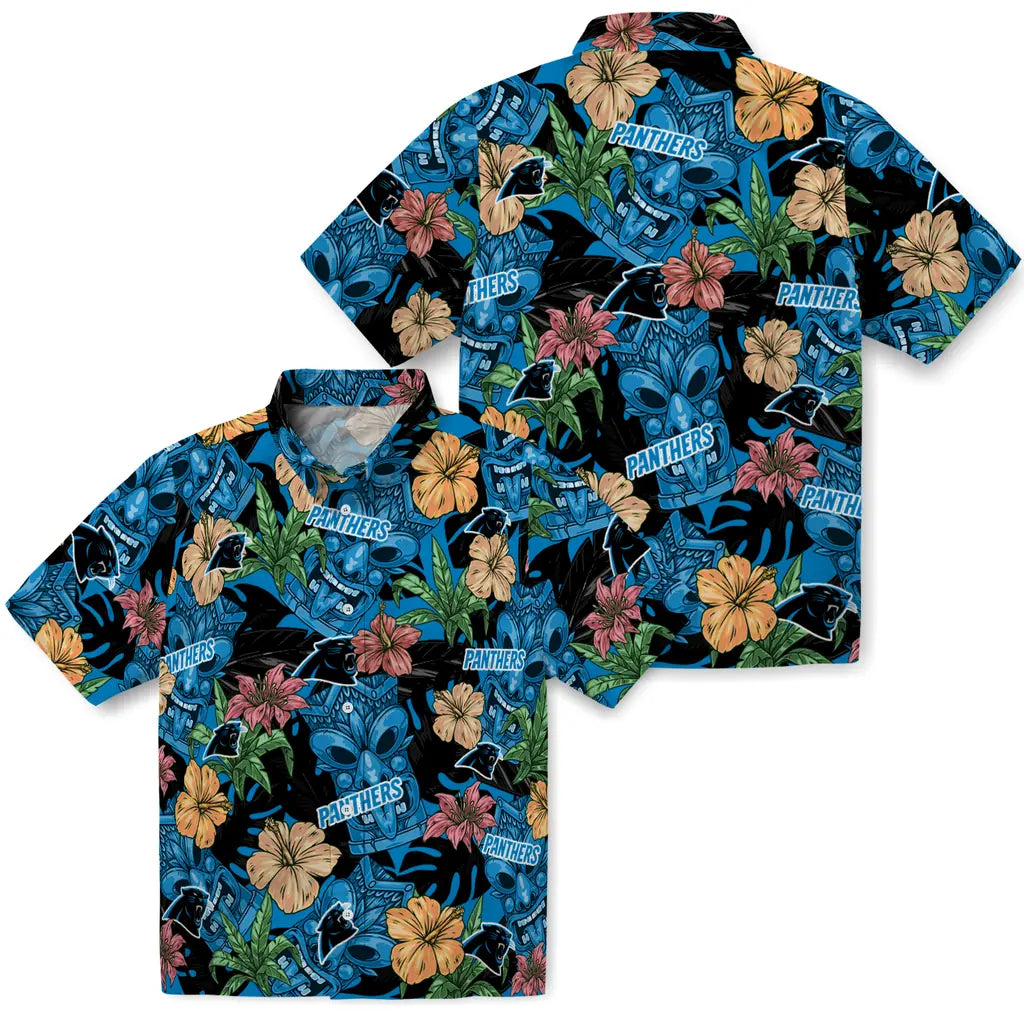 Carolina Panthers Hawaiian Shirt - Hibiscus Tiki Jungle | Hula Hawaiian Shirts