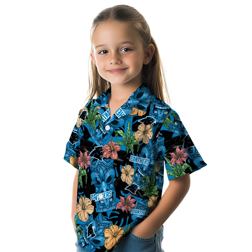 Carolina Panthers Hawaiian Shirt - Hibiscus Tiki Jungle | Hula Hawaiian Shirts