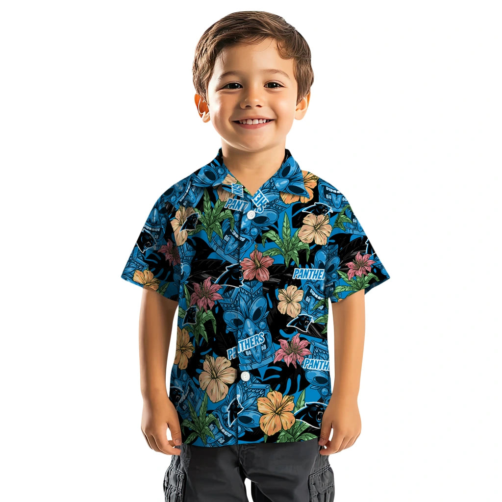 Carolina Panthers Hawaiian Shirt - Hibiscus Tiki Jungle | Hula Hawaiian Shirts