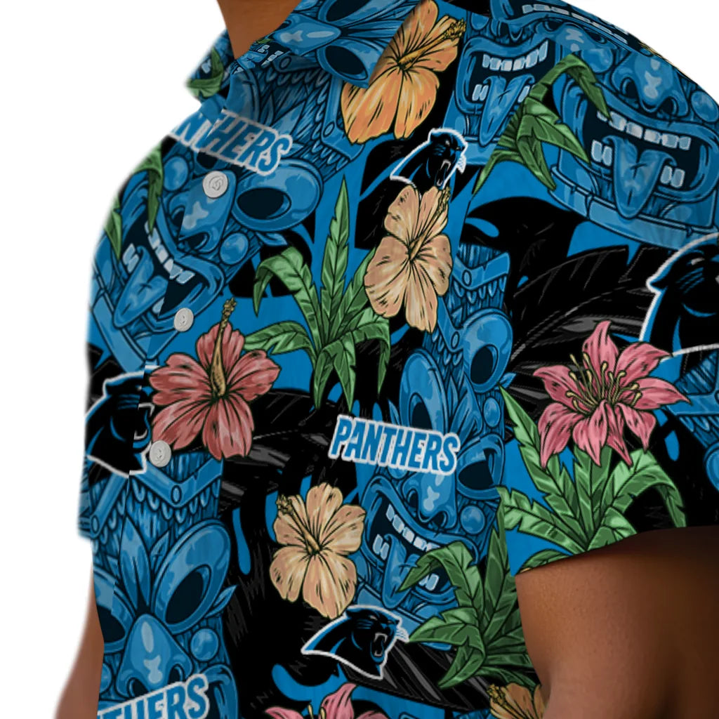 Carolina Panthers Hawaiian Shirt - Hibiscus Tiki Jungle | Hula Hawaiian Shirts