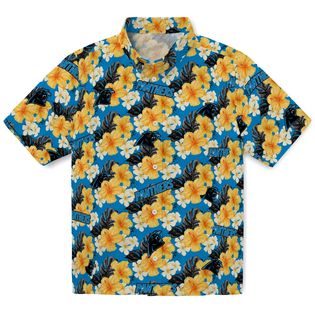 Carolina Panthers Hawaiian Shirt - Hibiscus Tropics | Hula Hawaiian Shirts