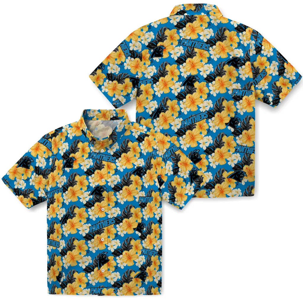 Carolina Panthers Hawaiian Shirt - Hibiscus Tropics | Hula Hawaiian Shirts