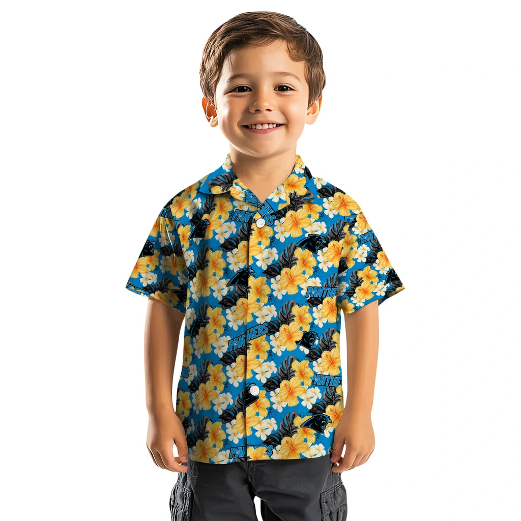 Carolina Panthers Hawaiian Shirt - Hibiscus Tropics | Hula Hawaiian Shirts