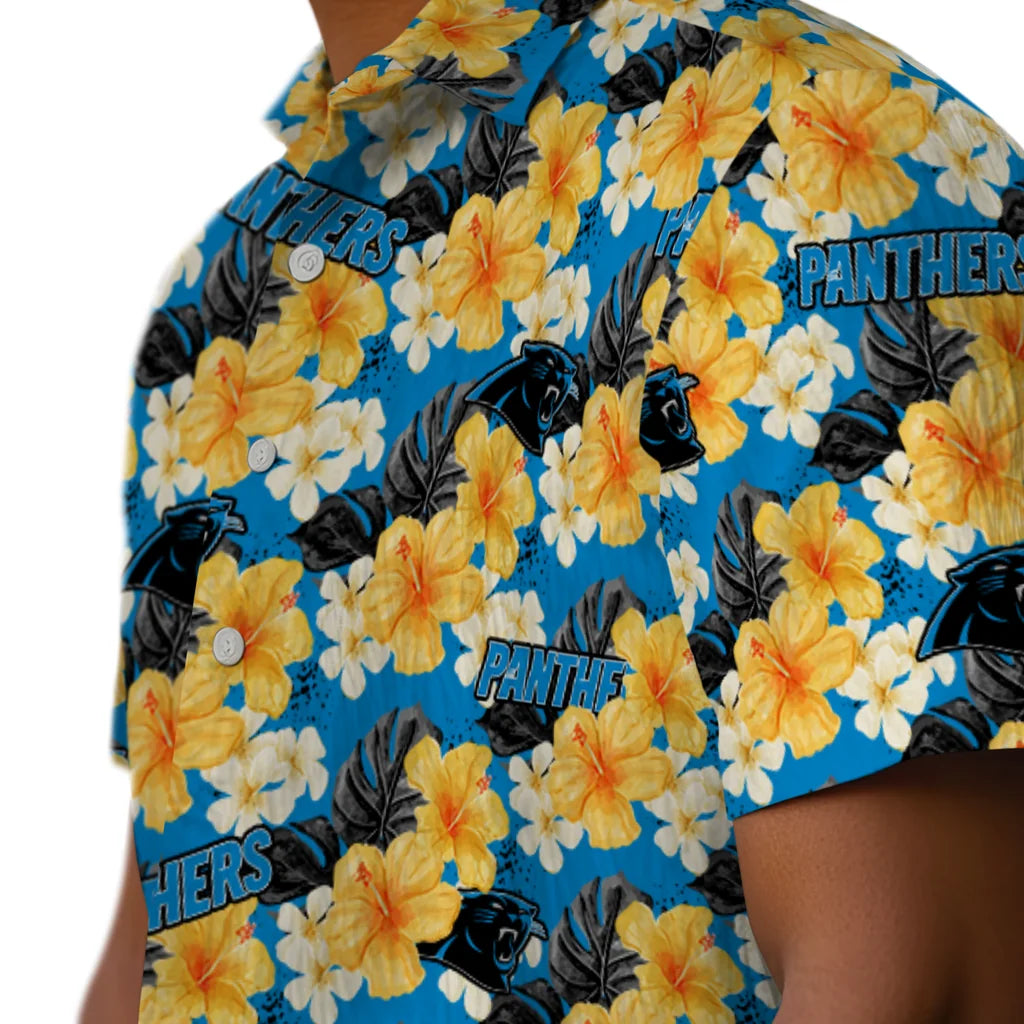 Carolina Panthers Hawaiian Shirt - Hibiscus Tropics | Hula Hawaiian Shirts