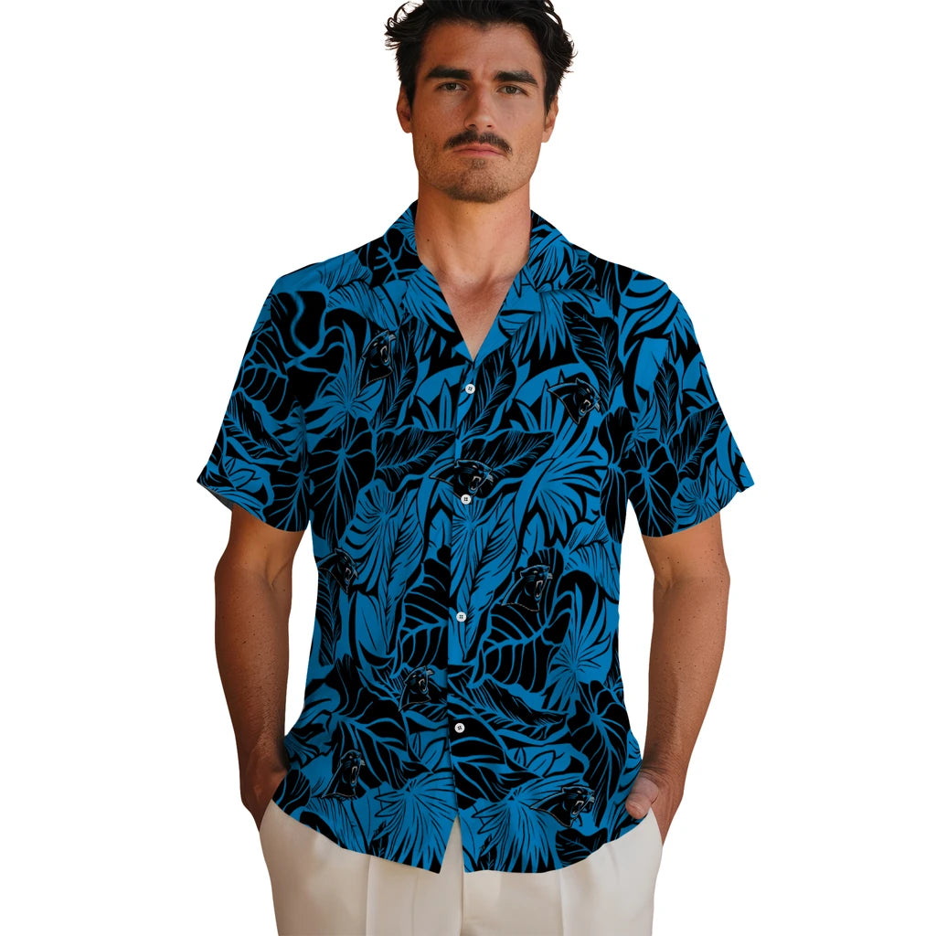 Carolina Panthers Hawaiian Shirt - Monstera Layer | Hula Hawaiian Shirts