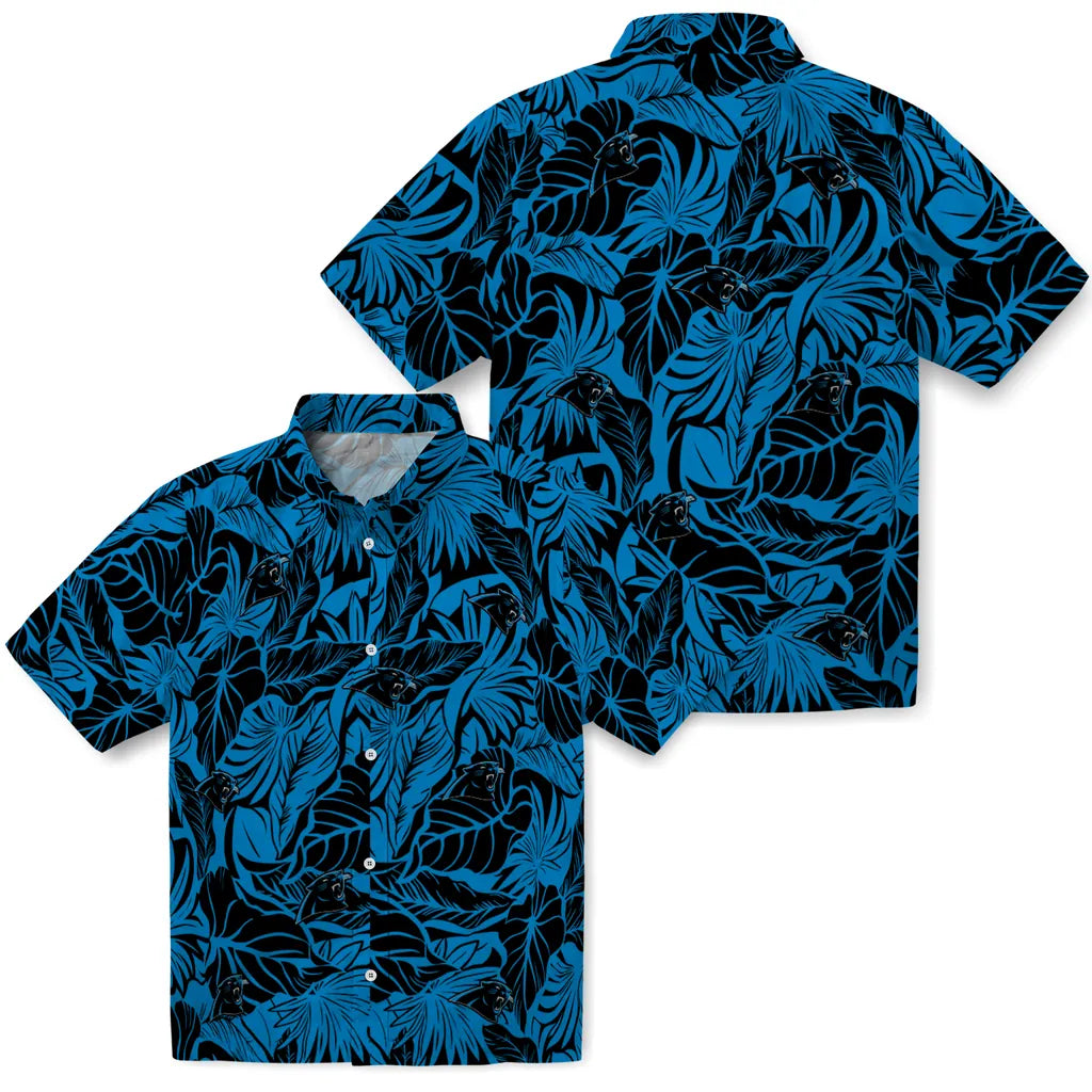 Carolina Panthers Hawaiian Shirt - Monstera Layer | Hula Hawaiian Shirts