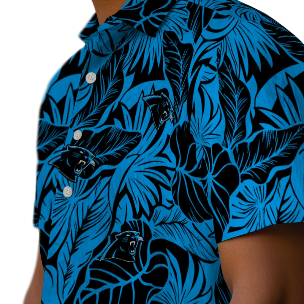 Carolina Panthers Hawaiian Shirt - Monstera Layer | Hula Hawaiian Shirts