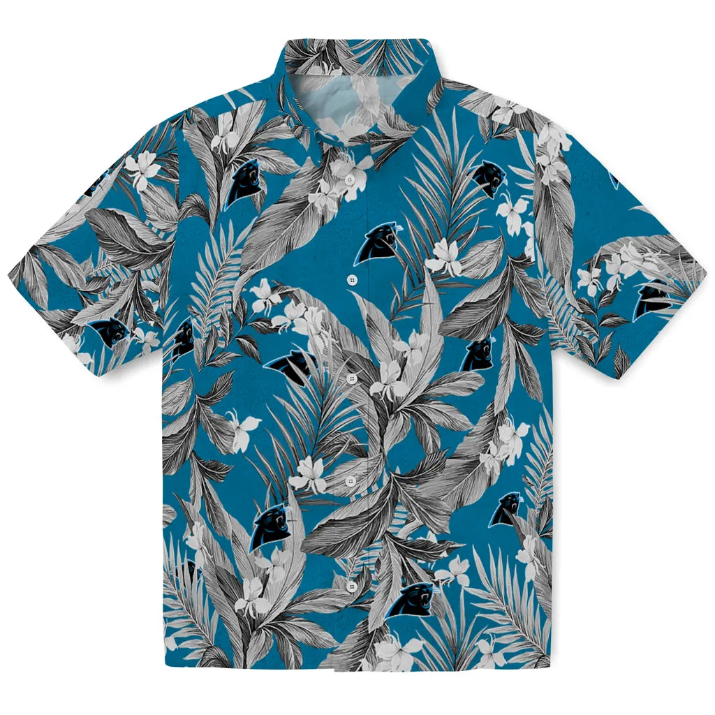 Carolina Panthers Hawaiian Shirt - Palm Leaves | Hula Hawaiian Shirts