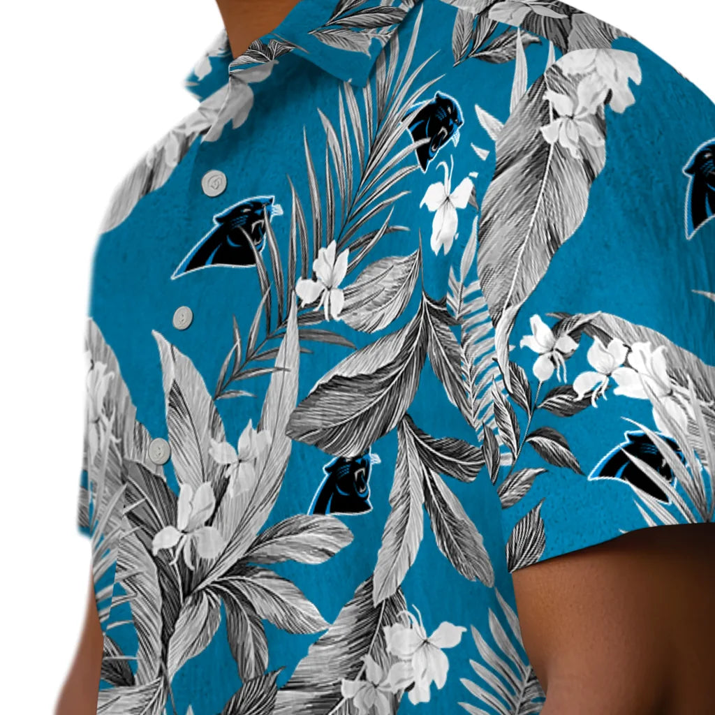 Carolina Panthers Hawaiian Shirt - Palm Leaves | Hula Hawaiian Shirts