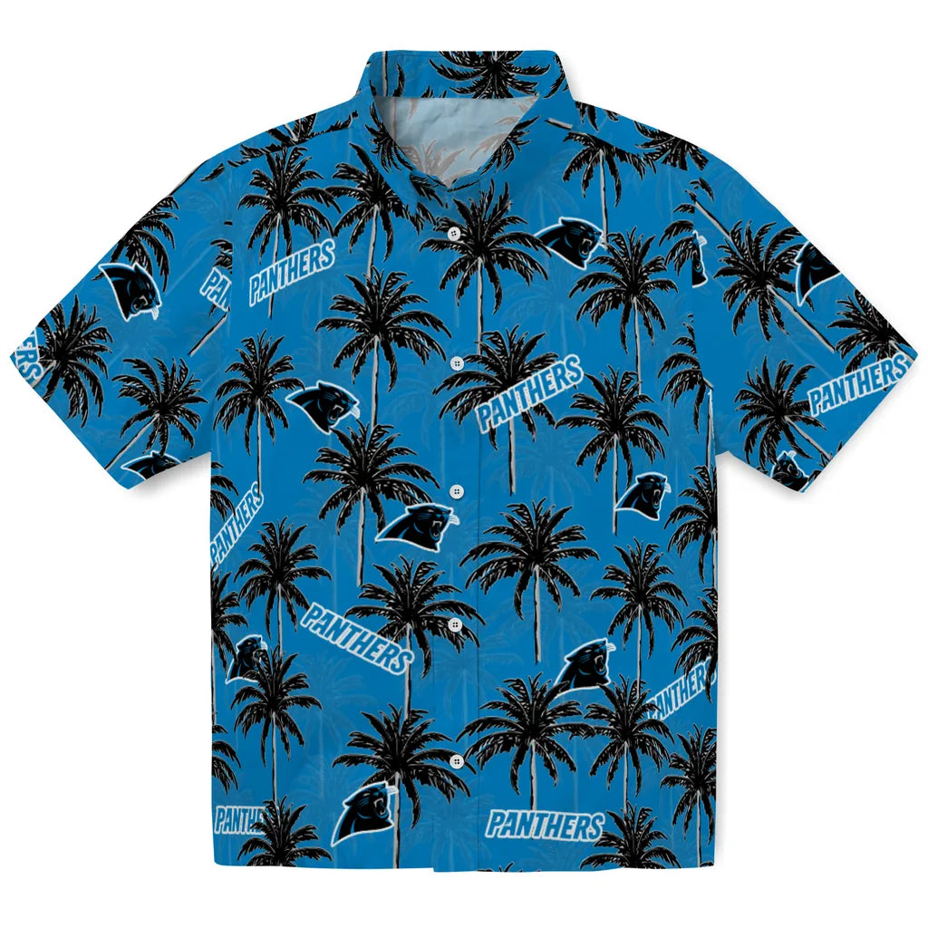 Carolina Panthers Hawaiian Shirt - Palm Tree Motif | Hula Hawaiian Shirts