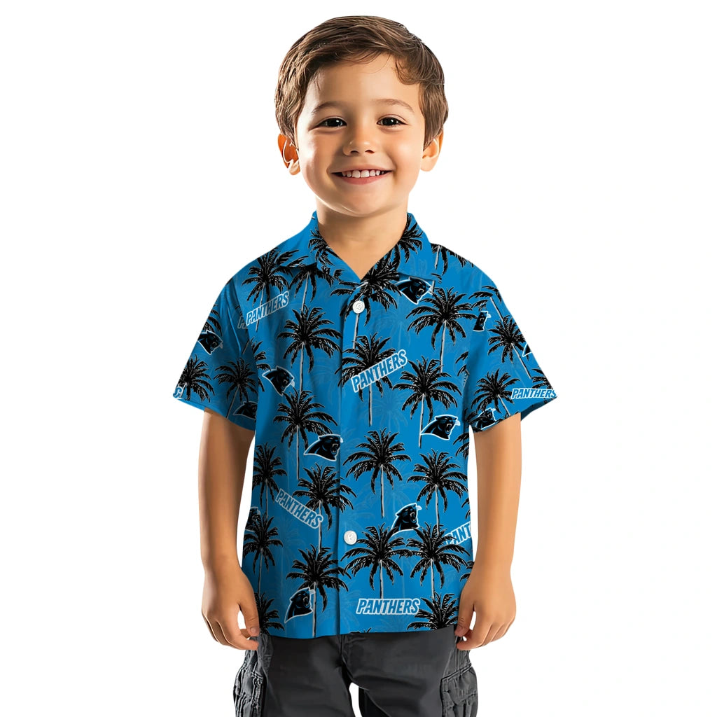 Carolina Panthers Hawaiian Shirt - Palm Tree Motif | Hula Hawaiian Shirts
