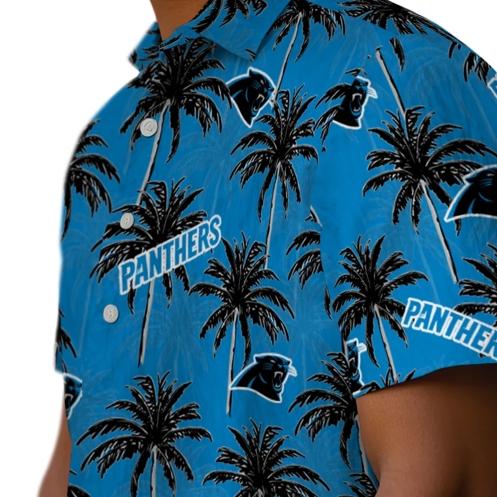 Carolina Panthers Hawaiian Shirt - Palm Tree Motif | Hula Hawaiian Shirts