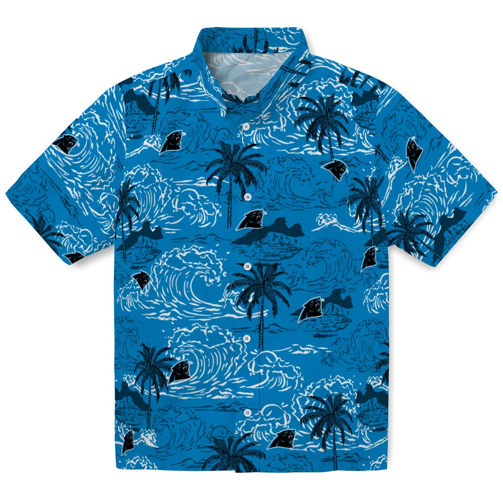 Carolina Panthers Hawaiian Shirt - Wave Palm | Hula Hawaiian Shirts