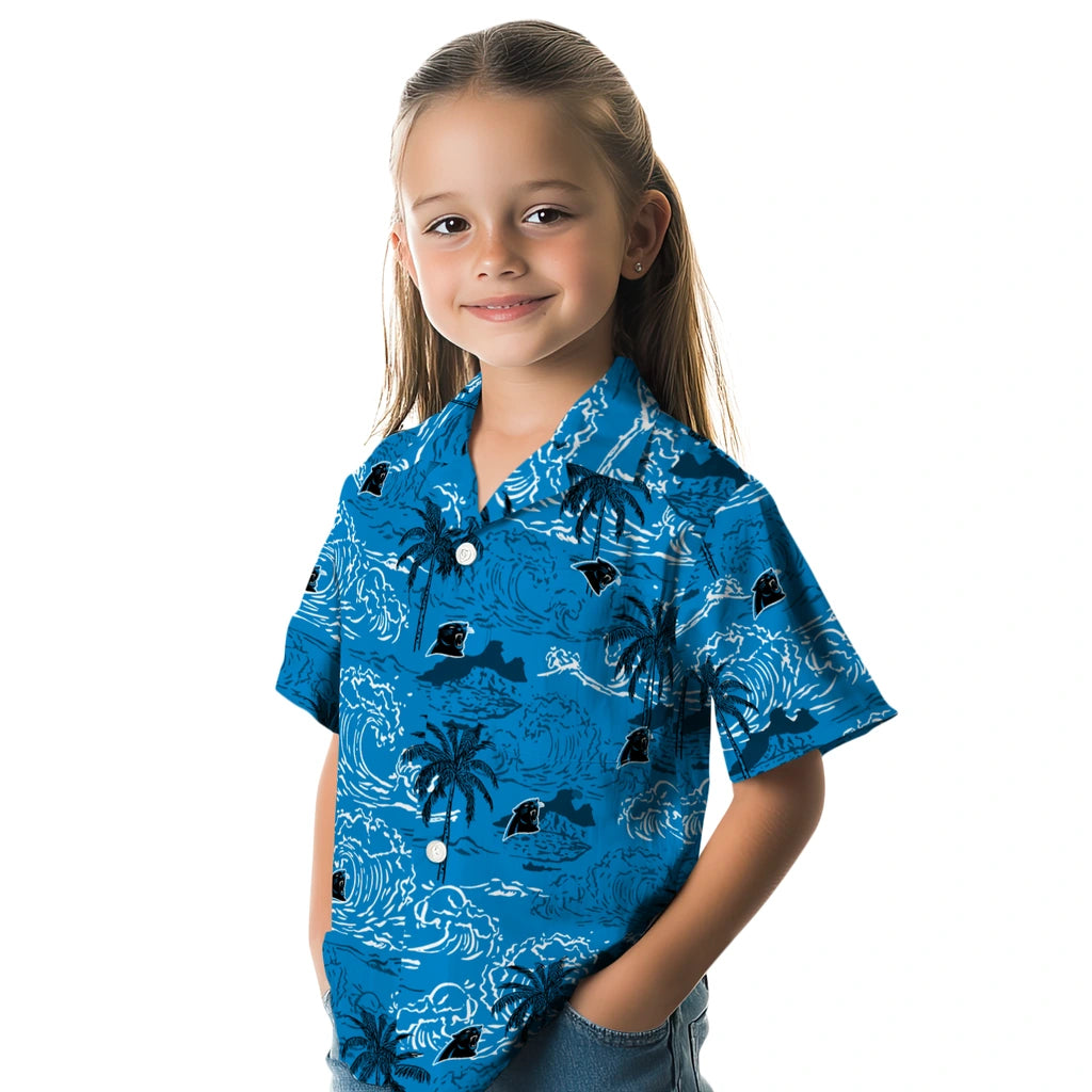 Carolina Panthers Hawaiian Shirt - Wave Palm | Hula Hawaiian Shirts