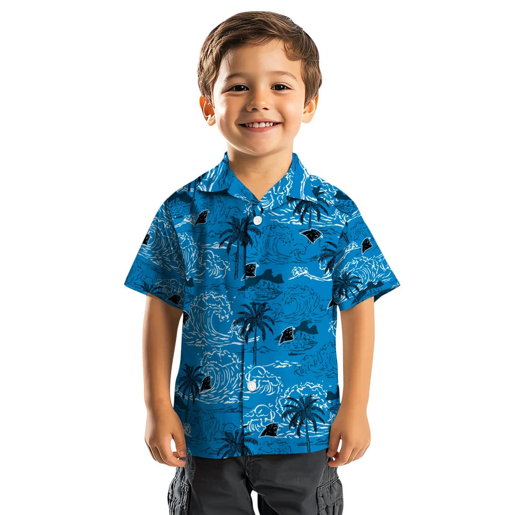 Carolina Panthers Hawaiian Shirt - Wave Palm | Hula Hawaiian Shirts