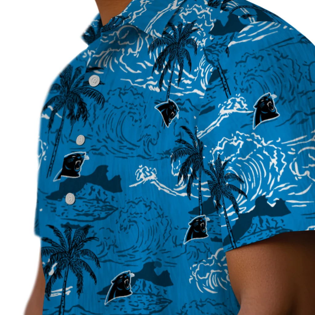 Carolina Panthers Hawaiian Shirt - Wave Palm | Hula Hawaiian Shirts