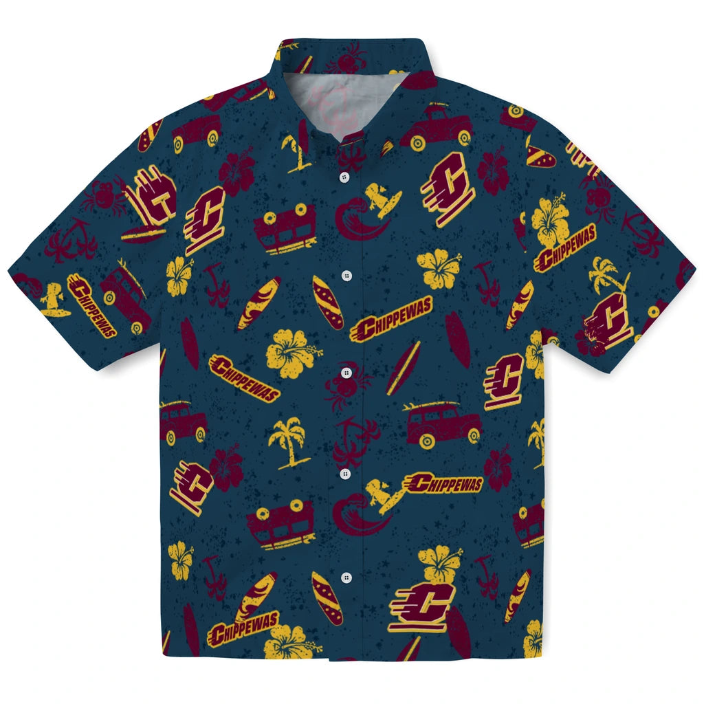 Central Michigan Chippewas Hawaiian Shirt - Beach Vibe | Hula Hawaiian Shirts