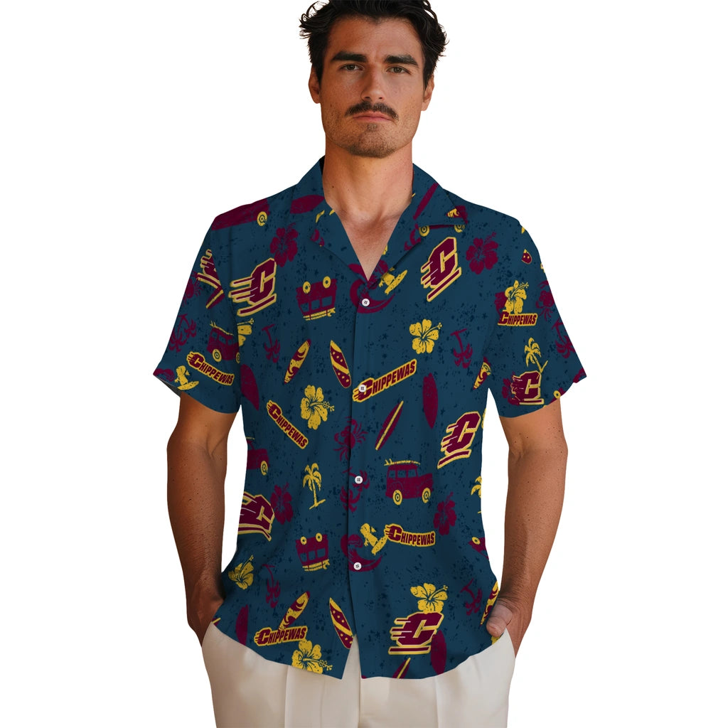 Central Michigan Chippewas Hawaiian Shirt - Beach Vibe | Hula Hawaiian Shirts